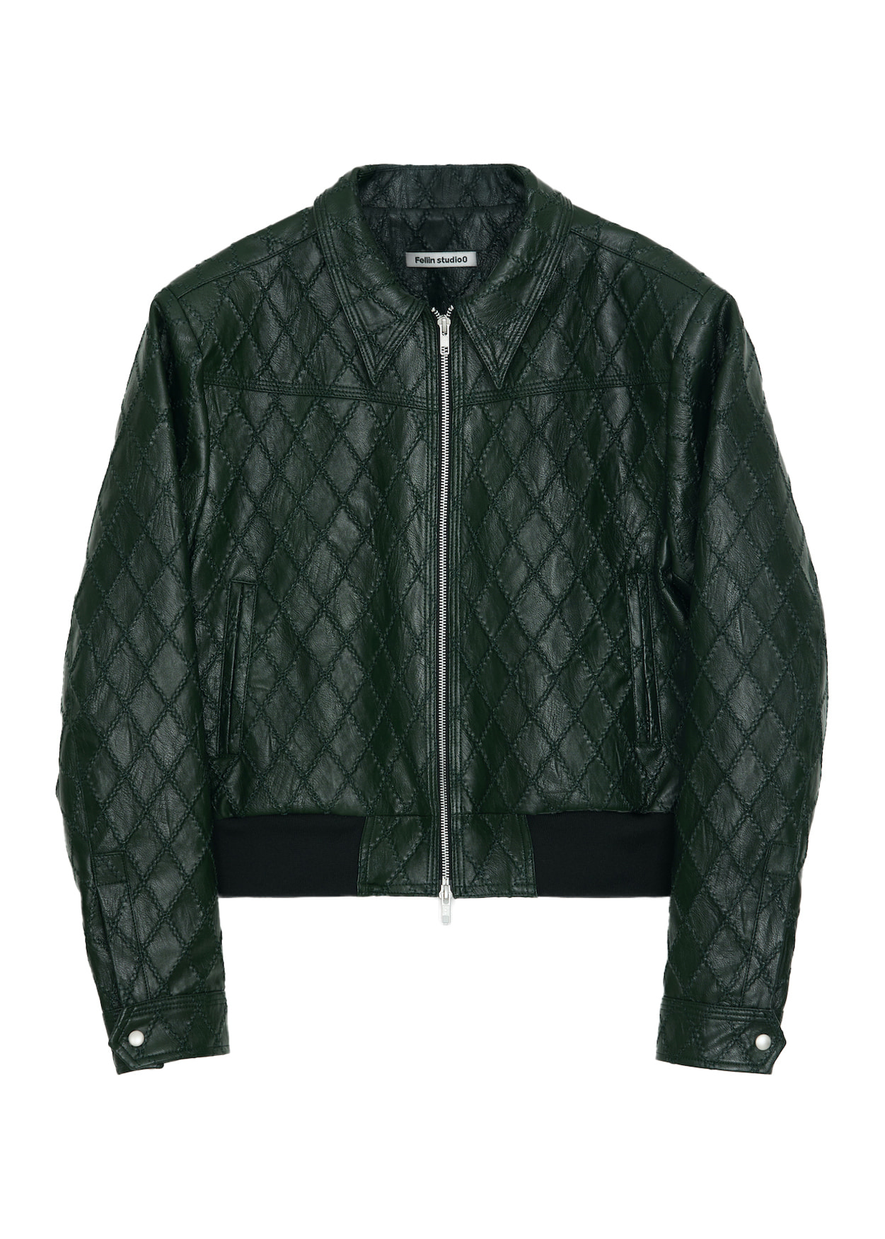 Net Leather Jacket Deep green