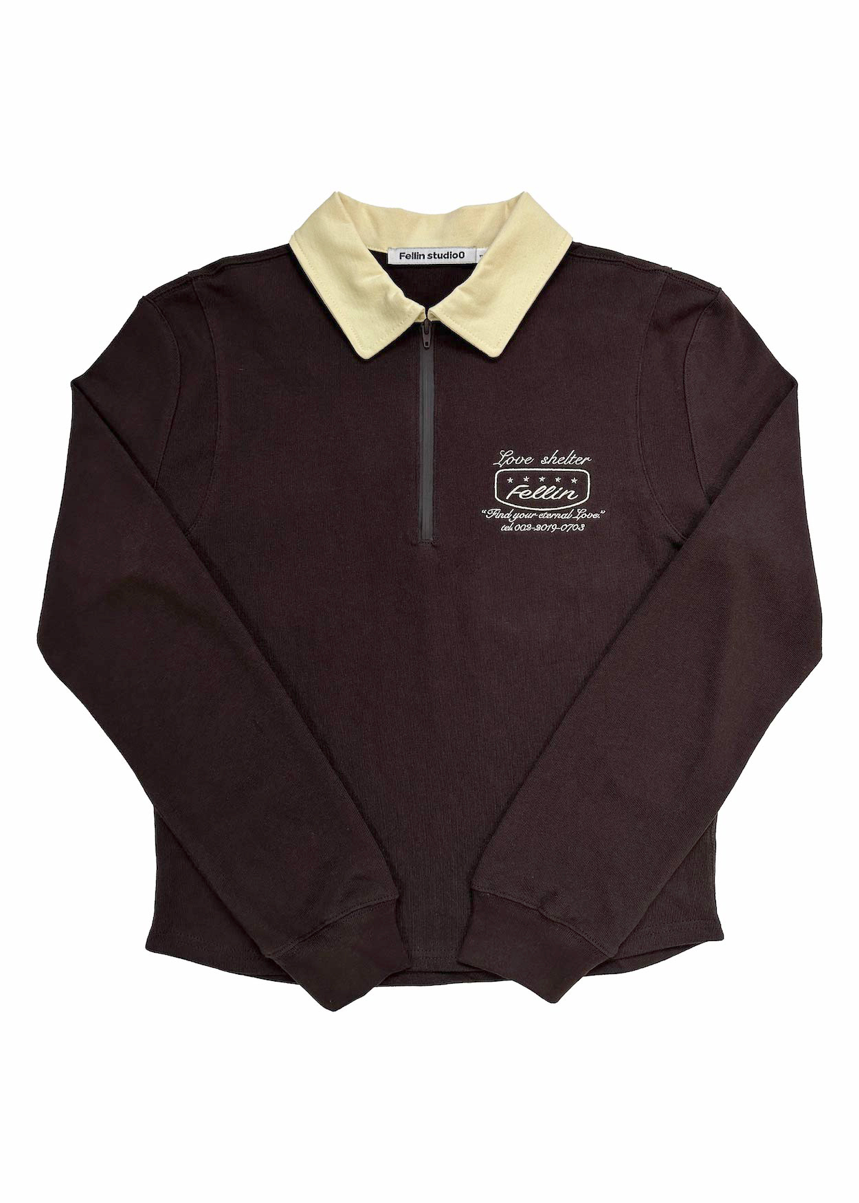 Zip-Up Rugby Shirt Brown